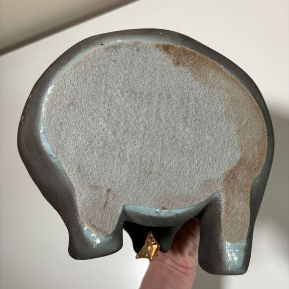 VTG Tony Evans Raku Pottery Sculpture Bear with Copper Fish Metal w Patina Vibe - Picture 7 of 9